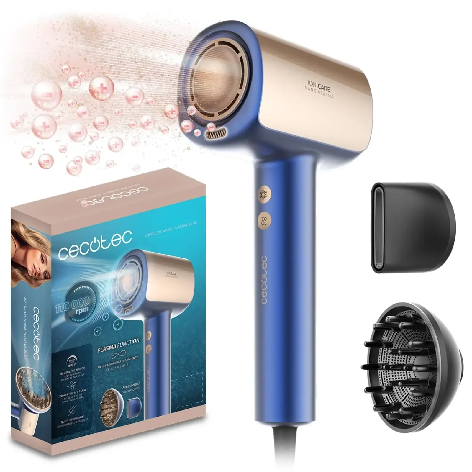 Фен Cecotec DryGlam Nano Plasma Blue (A01_EU01_101439) UA