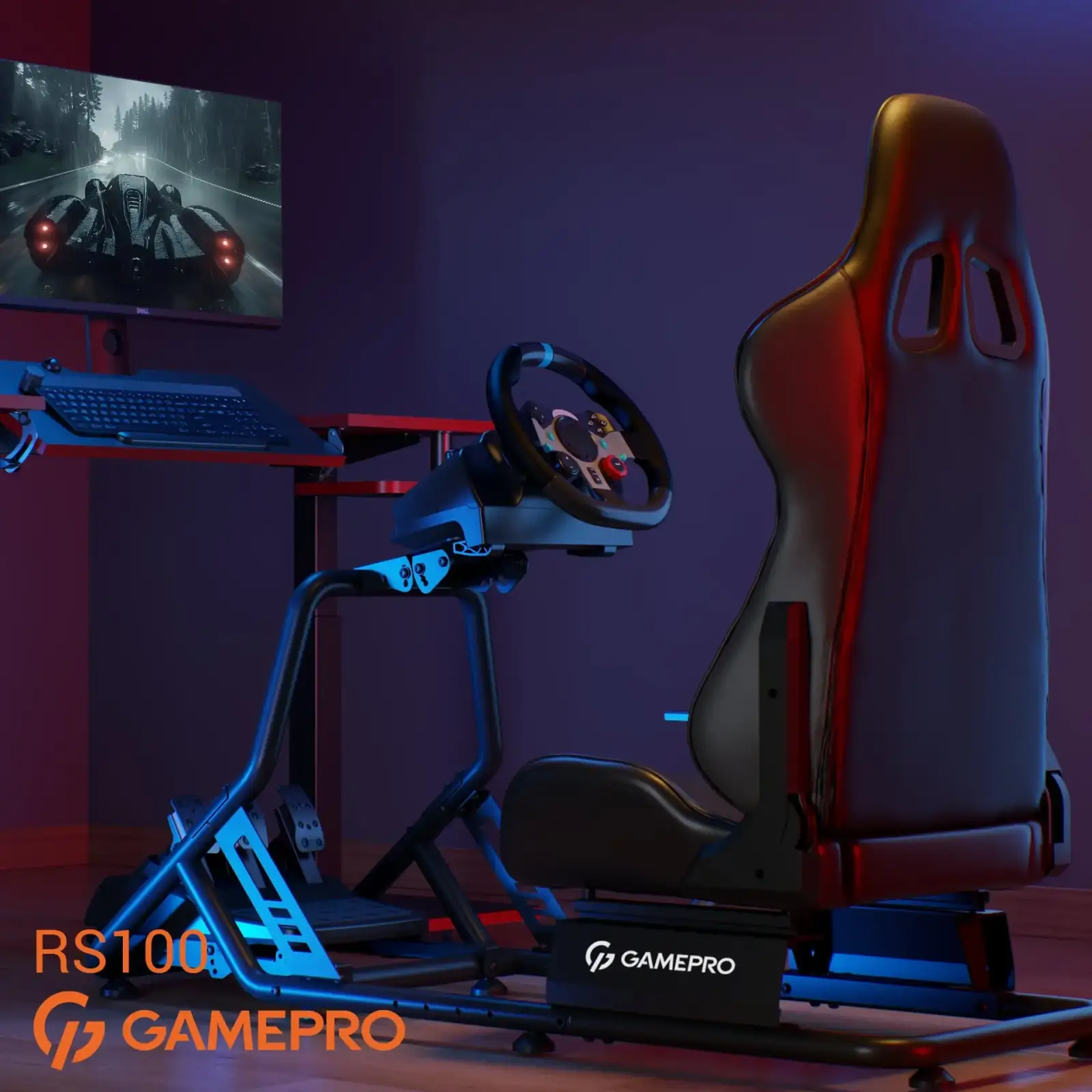 Крісло-кокпіт із кріпленням для керма, педалей та коробки передач GamePro RS100 UA