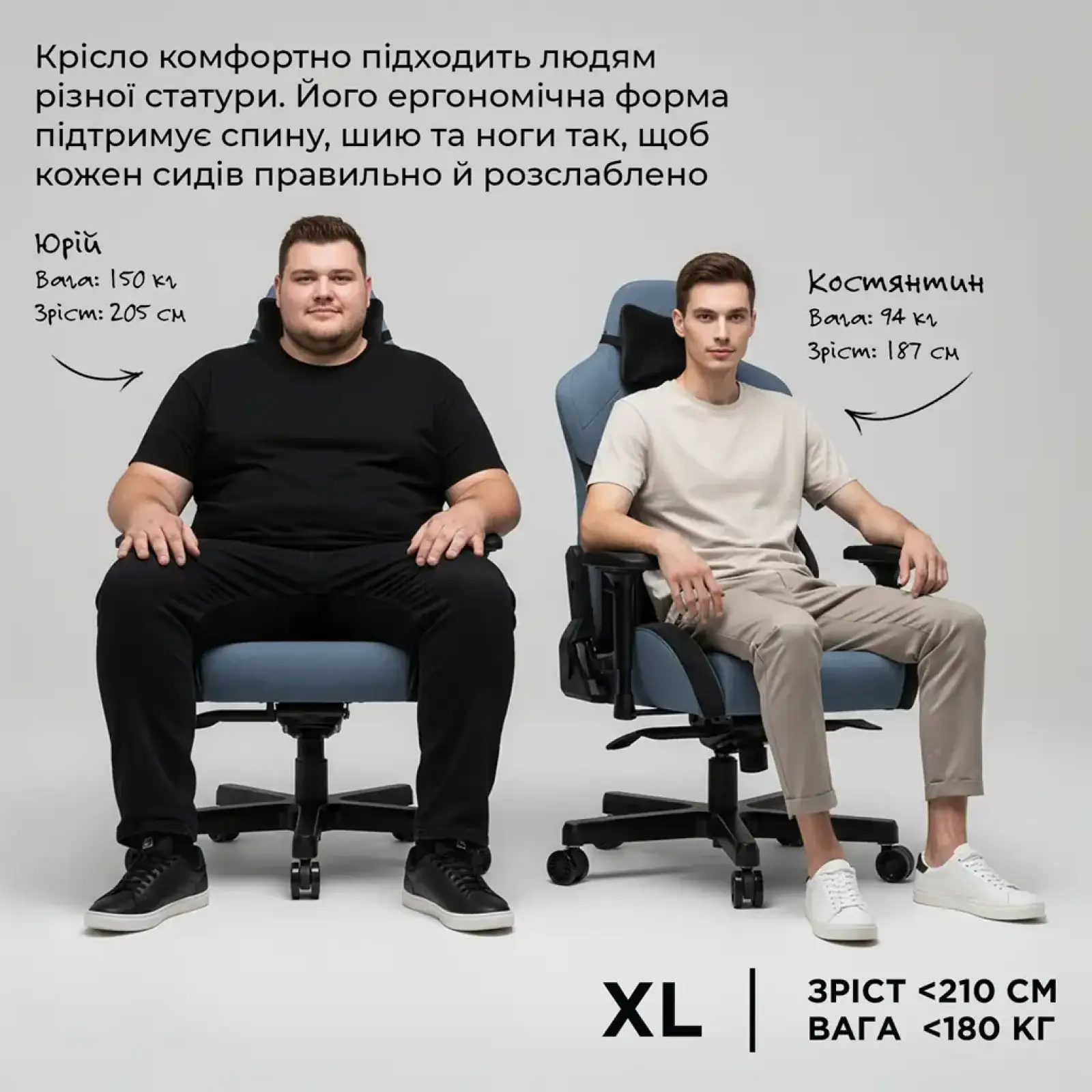 Крісло для геймерів Anda Seat T-Pro 2 Size XL Linen Grey/Black (AD12XLLA-01-GB-F) UA