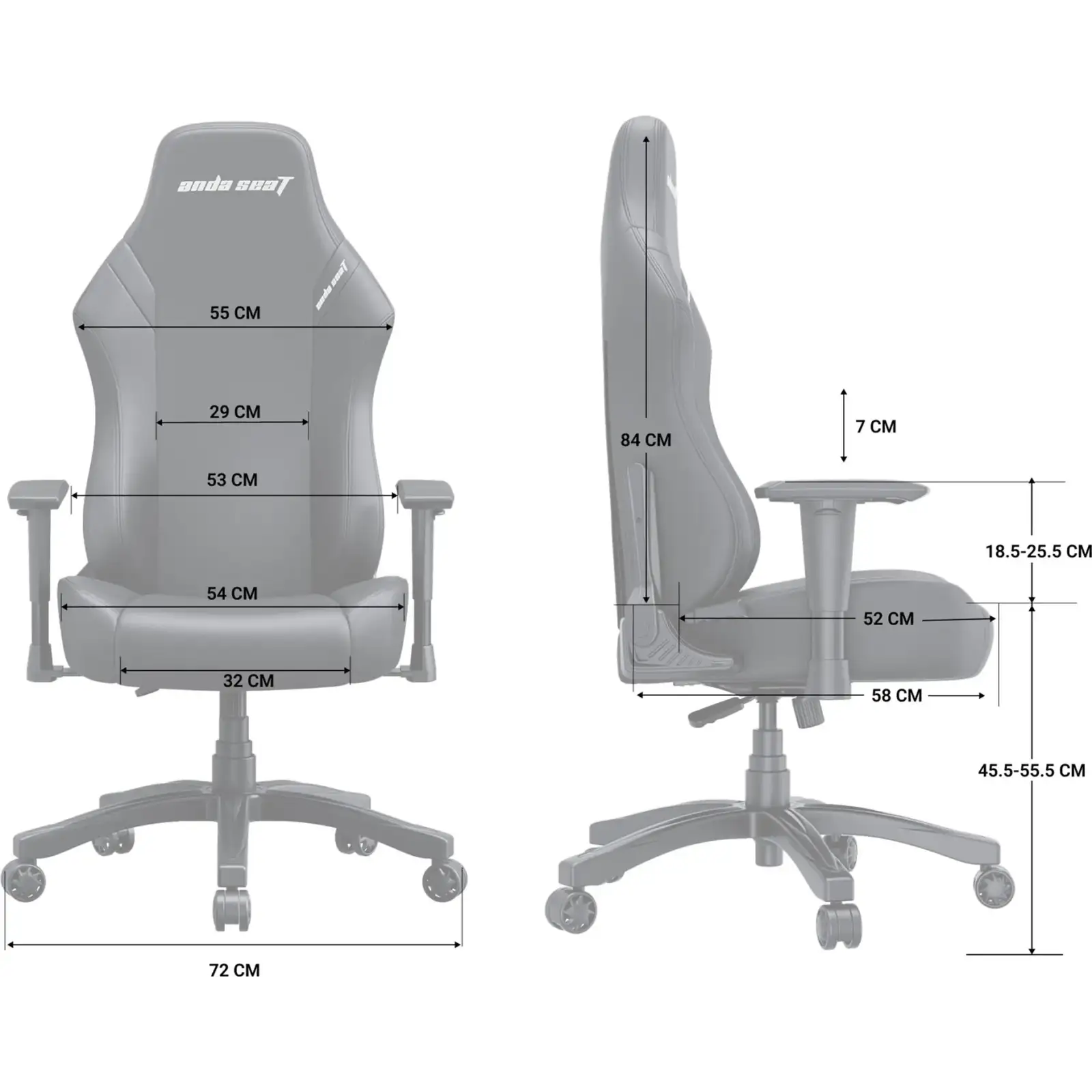 Кресло для геймеров Anda Seat Luna Size L Grey (AD18-44-G-F) UA