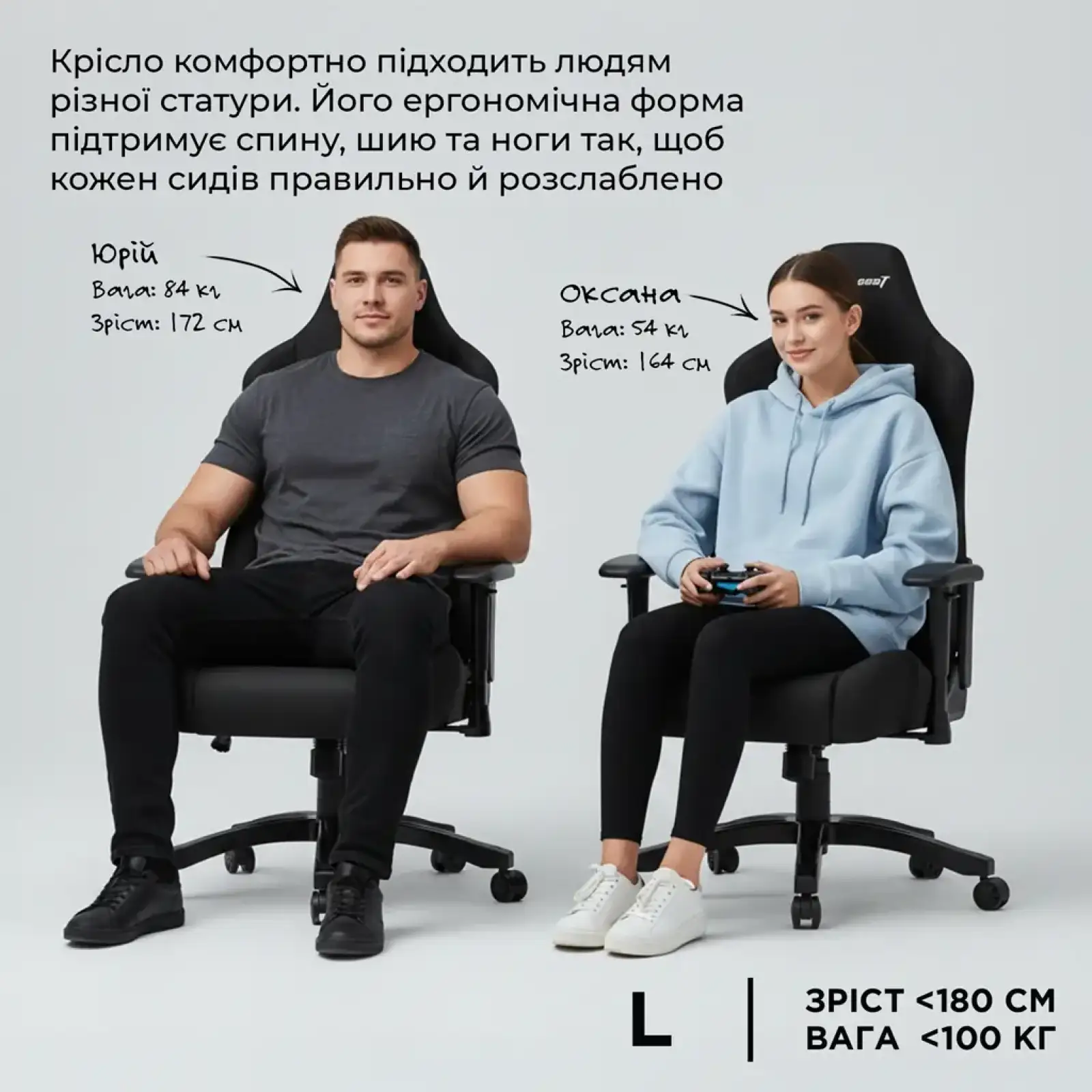 Кресло для геймеров Anda Seat Luna Size L Grey (AD18-44-G-F) UA