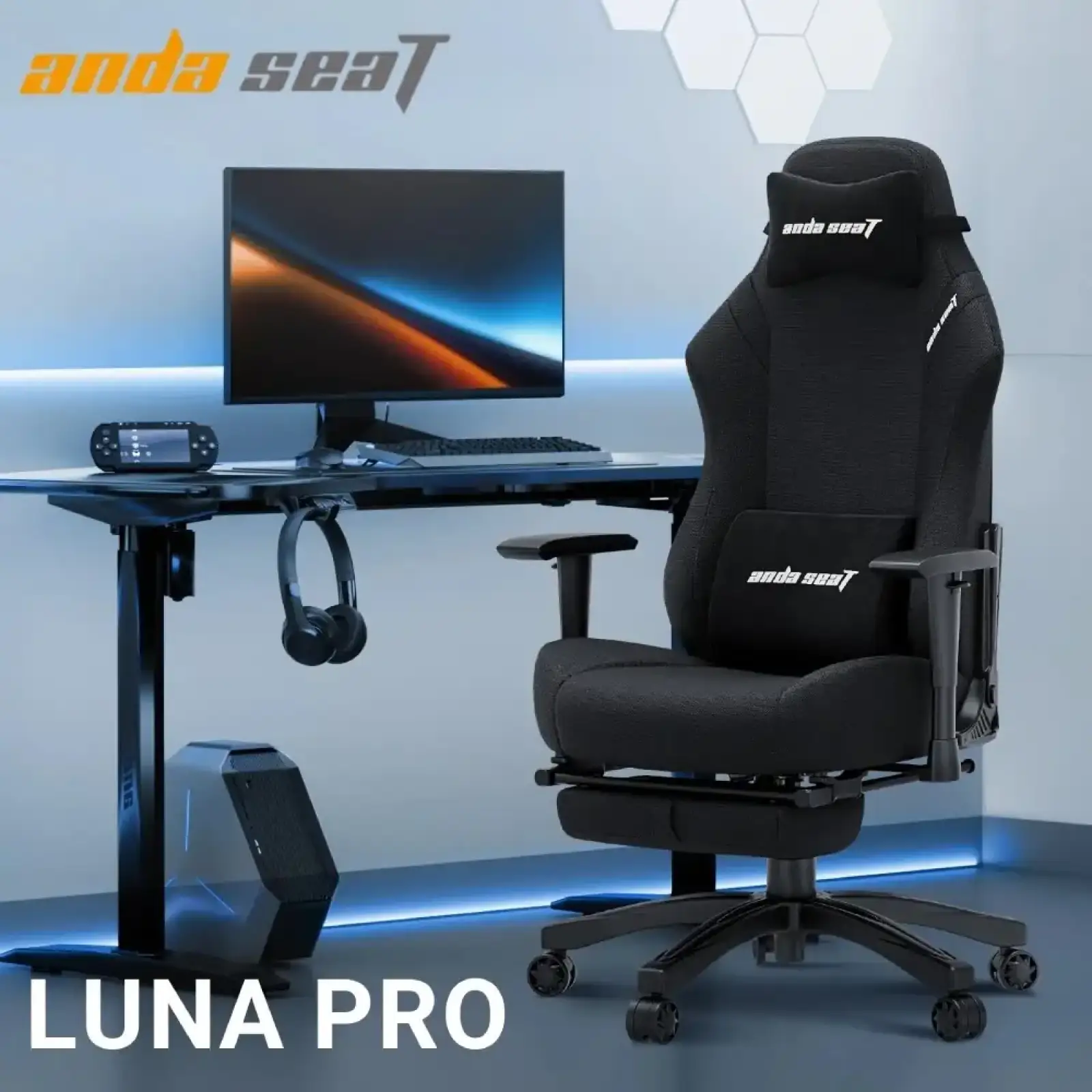 Кресло для геймеров Anda Seat Luna Pro Size L Black Fabric (AD18T-44-B-F) UA