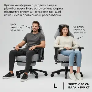 Кресло для геймеров Anda Seat Luna Pro Size L Gray Fabric (AD18T-44-G-F) UA