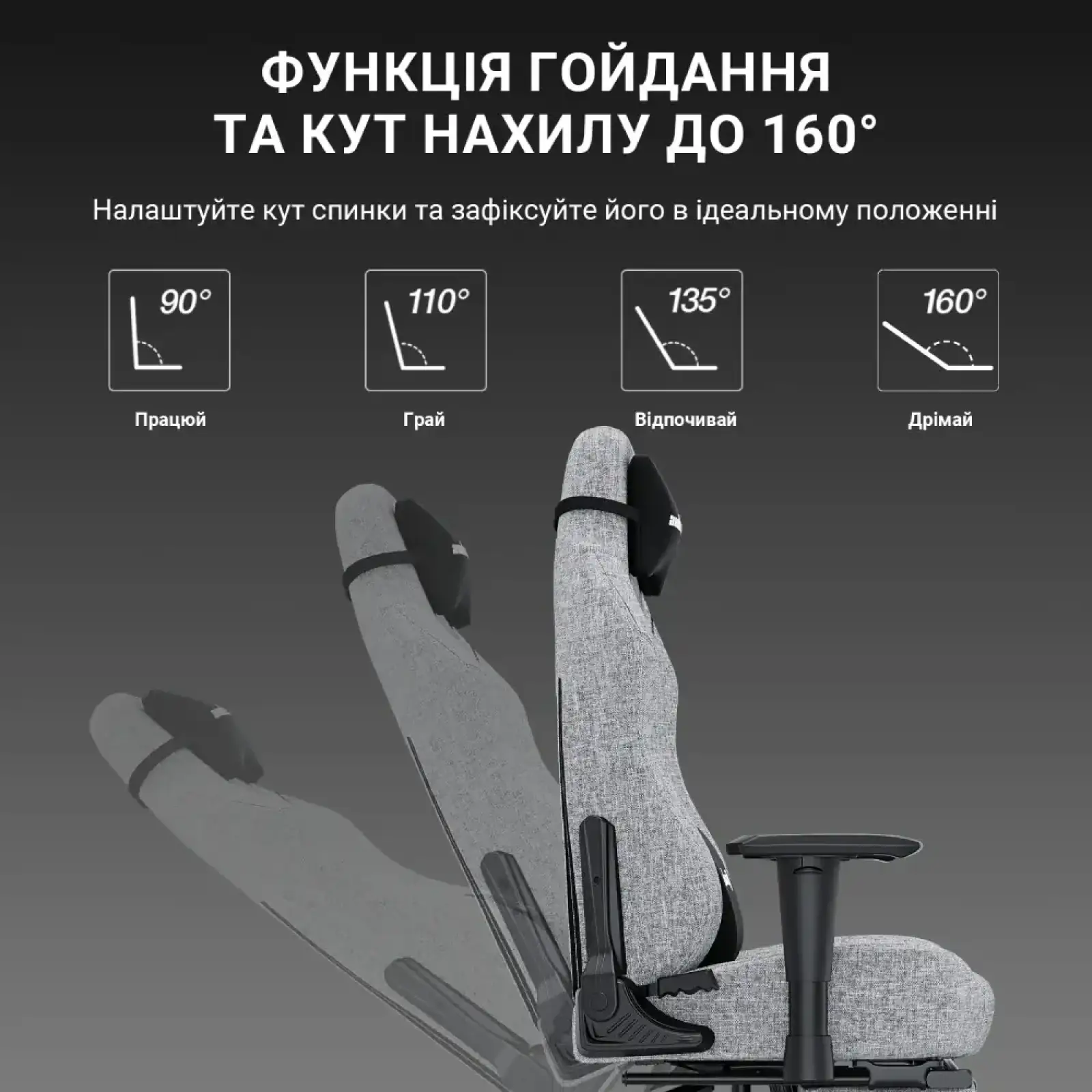 Кресло для геймеров Anda Seat Luna Pro Size L Gray Fabric (AD18T-44-G-F) UA