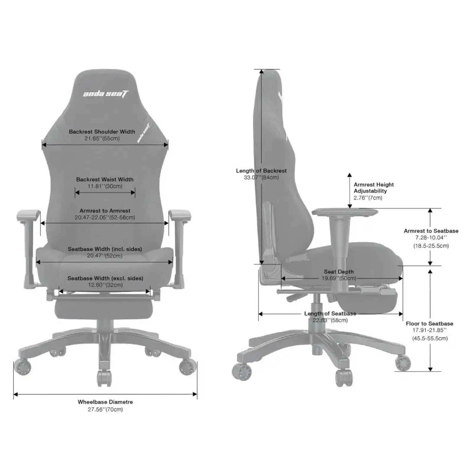 Кресло для геймеров Anda Seat Luna Pro Size L Gray Fabric (AD18T-44-G-F) UA