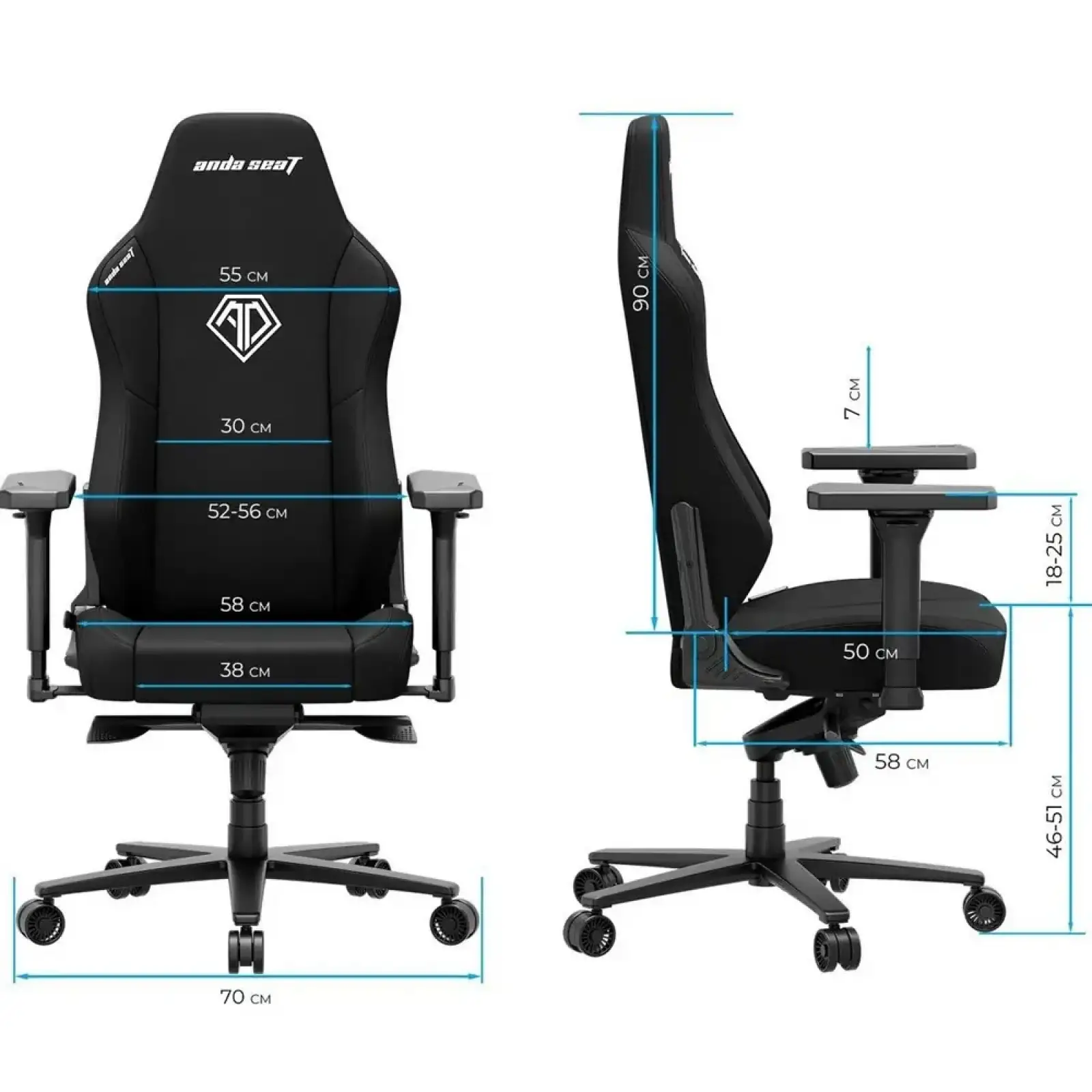 Кресло для геймеров Anda Seat Phantom 3 Size XL Fabric Gray (AD18XL-52-G-F-G01) UA