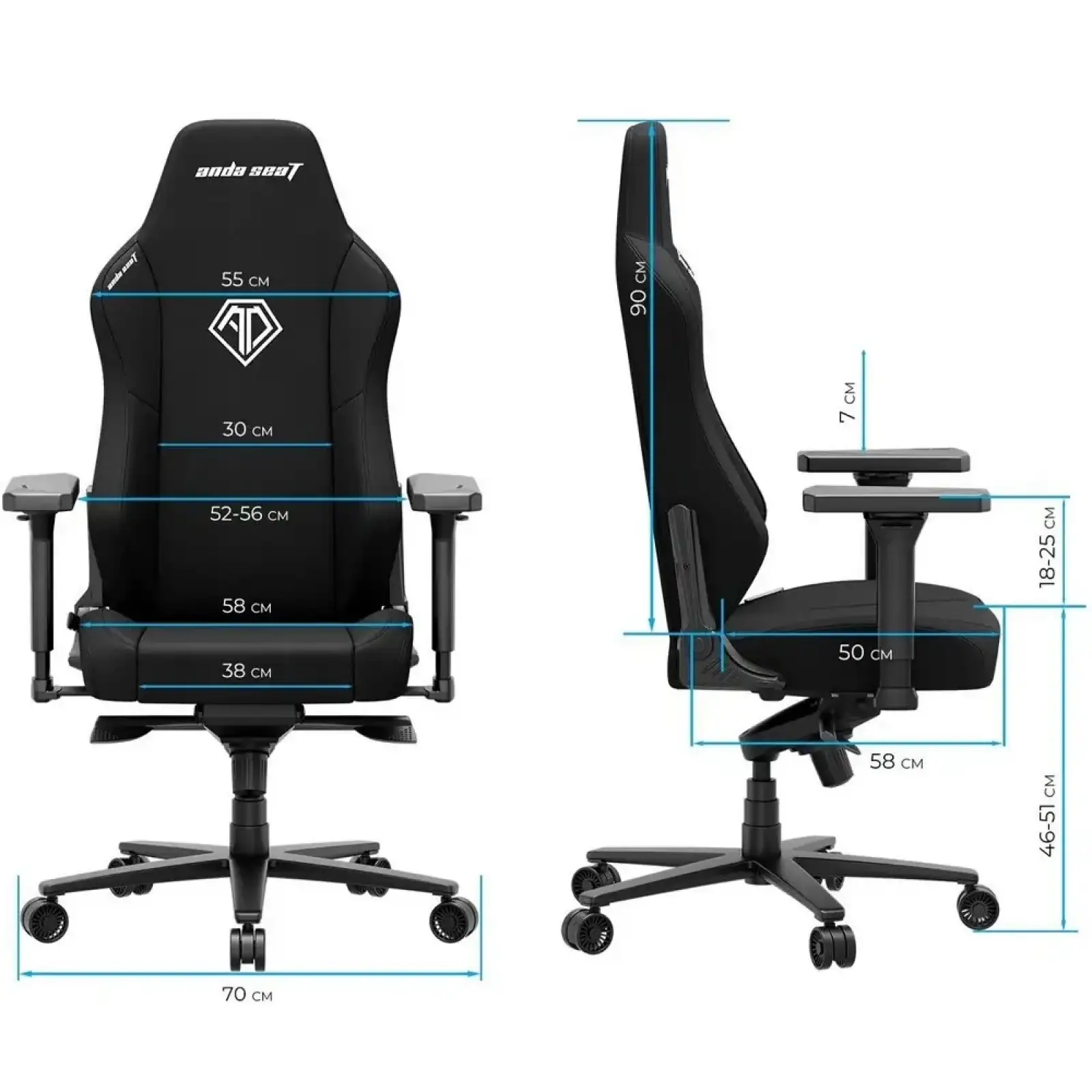 Кресло для геймеров Anda Seat Phantom 3 Size XL Fabric Dark Gray (AD18XL-52-GB-F-G01) UA