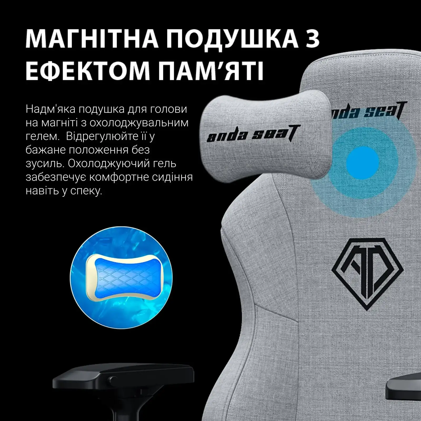 Кресло для геймеров Anda Seat Phantom 3 Pro Size L Grey Fabric (AD18YC-06-G-F) UA