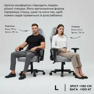 Кресло для геймеров Anda Seat Phantom 3 Pro Size L Grey Fabric (AD18YC-06-G-F) UA