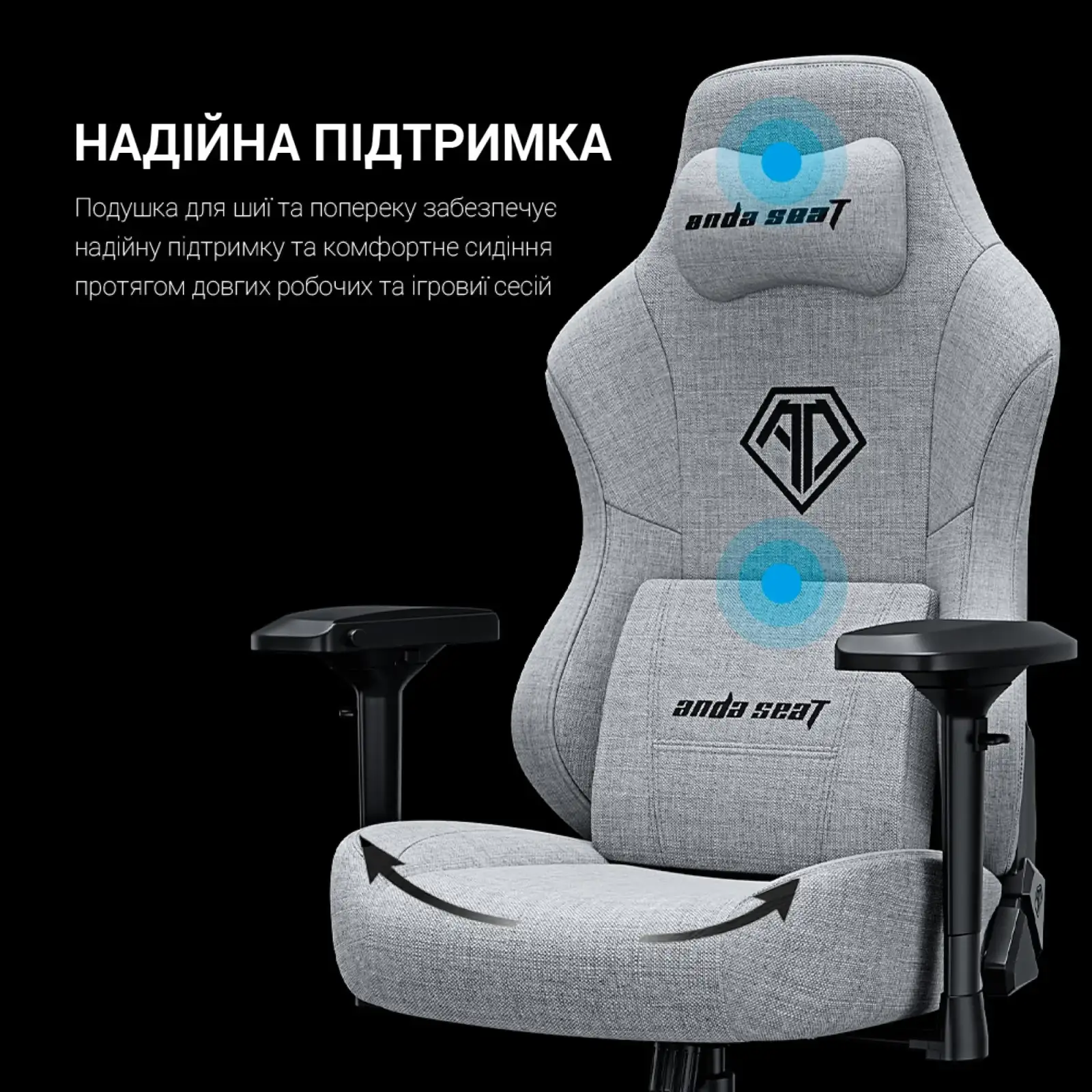Кресло для геймеров Anda Seat Phantom 3 Pro Size L Dark Gray Linen Fabric (AD18YC-06-GB-F) UA