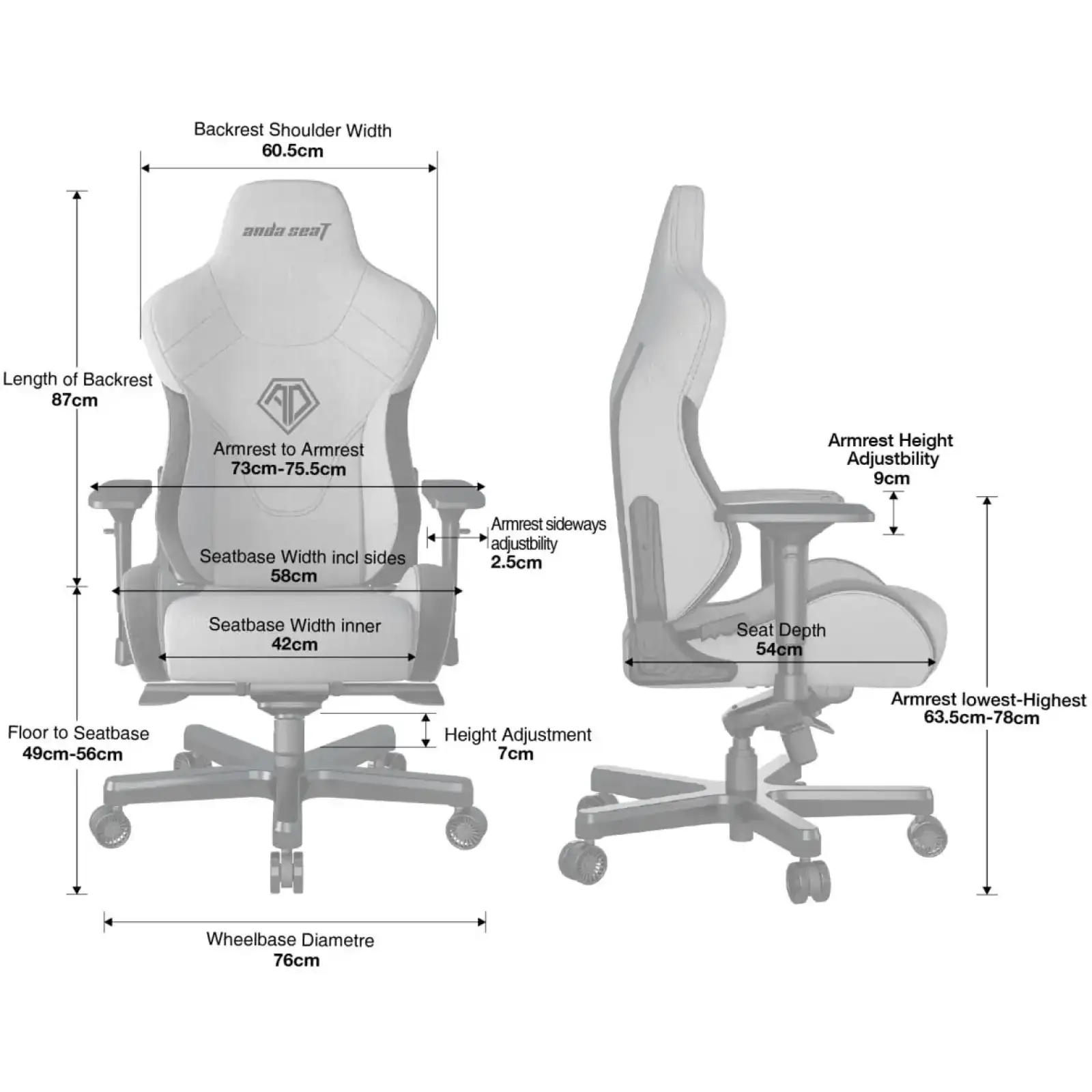 Кресло для геймеров Anda Seat T-Pro 2 Size XL Black (AD12XLLA-01-B-F) UA