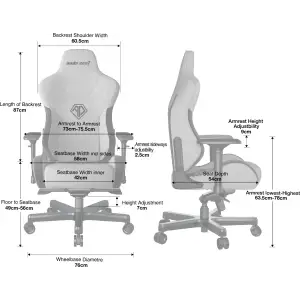 Крісло для геймерів Anda Seat T-Pro 2 Size XL Linen Grey/Black (AD12XLLA-01-GB-F) UA