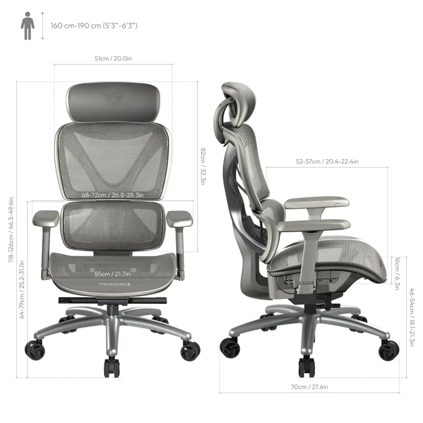 Кресло для геймеров TX3 XTC Mesh Grey (TEGC-3054104.41) UA