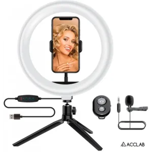 Кольцевая USB LED-лампа ACCLAB Ring of Light AL-LR101MB + микрофон и Bluetooth управление (1283126502057) UA