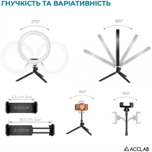 Кольцевая USB LED-лампа ACCLAB Ring of Light AL-LR101MB + микрофон и Bluetooth управление (1283126502057) UA
