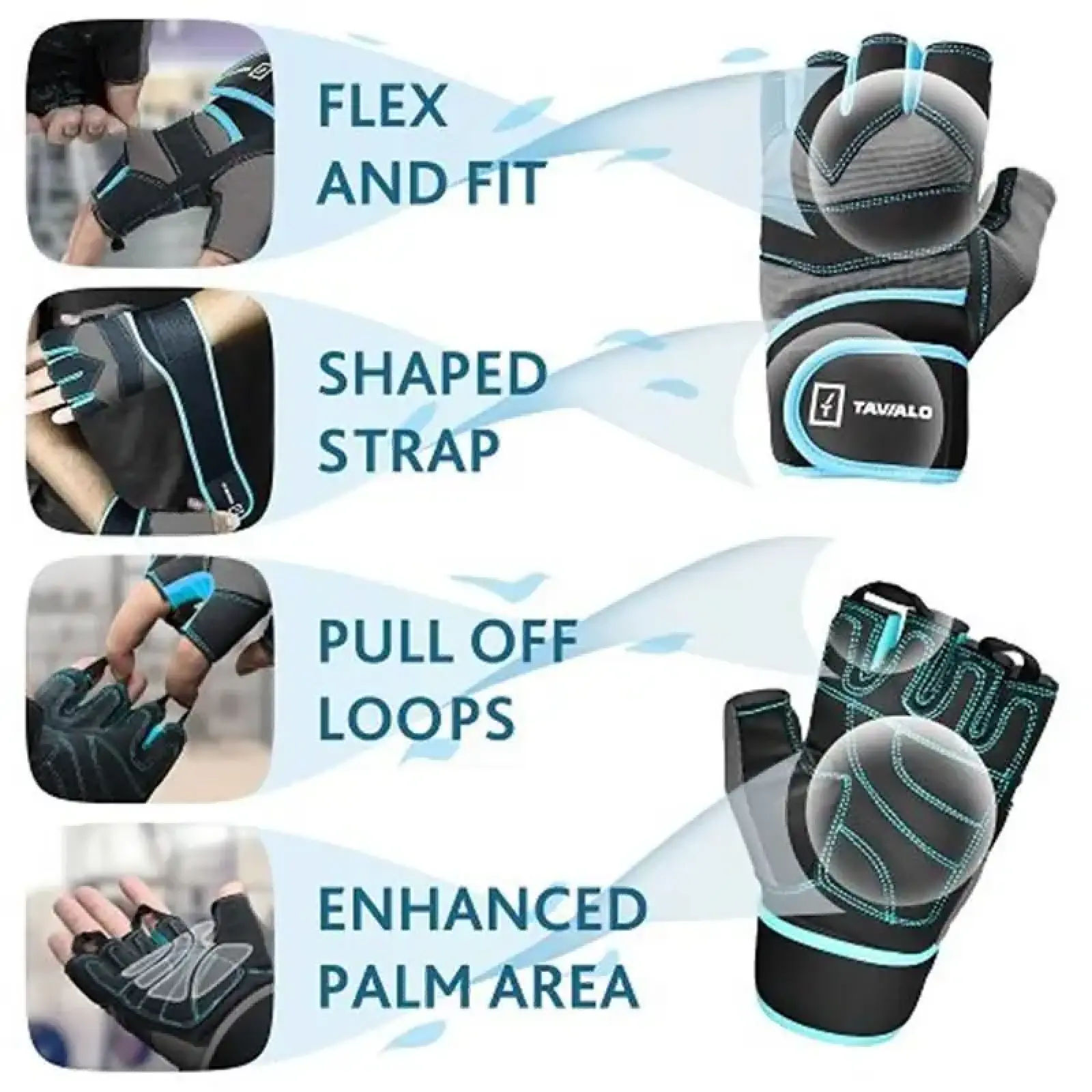 Перчатки для фитнеса Tavialo мужские L Black-Gray-Blue (189202008) UA