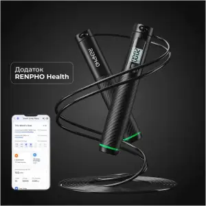 Розумна скакалка RENPHO Jump Black (R-Q008-BK) UA