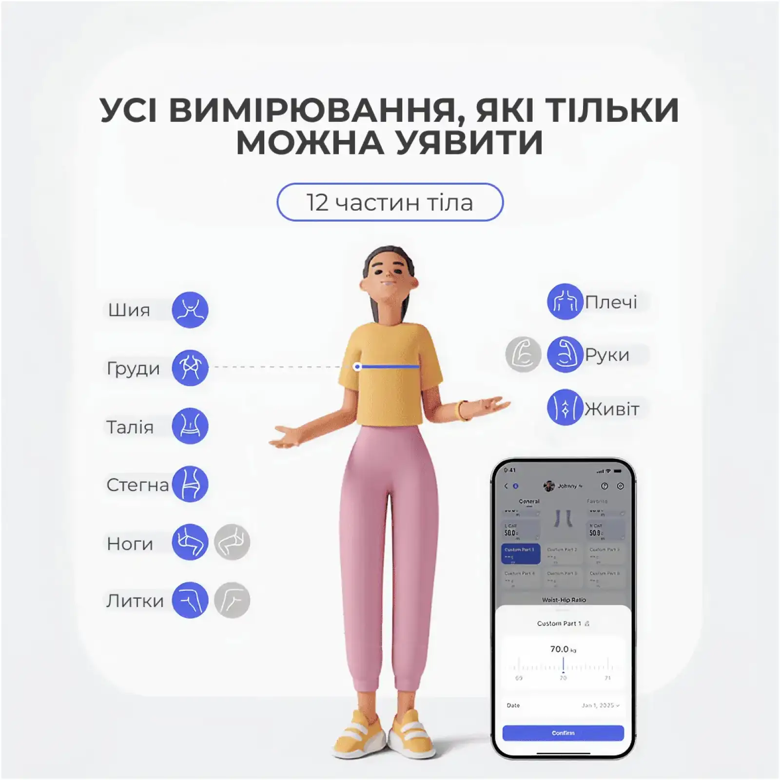 Умная измерительная рулетка RENPHO Smart Tape Measure (R-Y002-BK) UA
