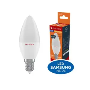 Лампа светодиодная свеча Electrum 6W E14 3000K (A-LC-1007) UA