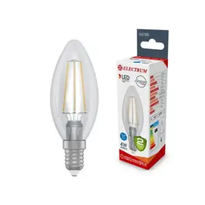 Лампа светодиодная свеча ретро Electrum Filament 4W E14 4000K (A-LC-1367) UA