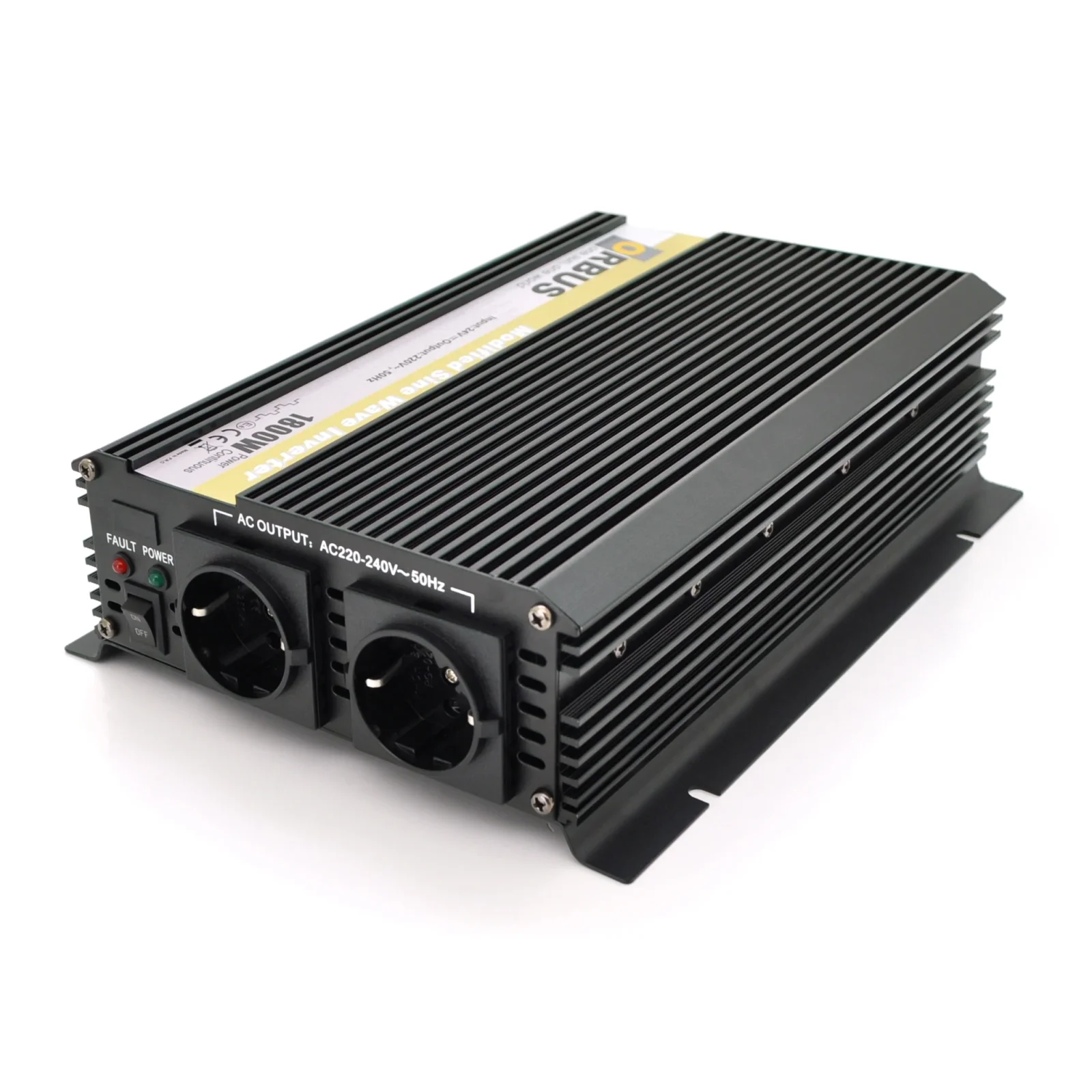Инвертор напряжения Orbus ORMS24-1800 (1800Вт), 24/220V, approximated, 2 Shuko, клемные провода, 5 предохранителей, Box.Q20 (ORMS24-1800/29014) UA