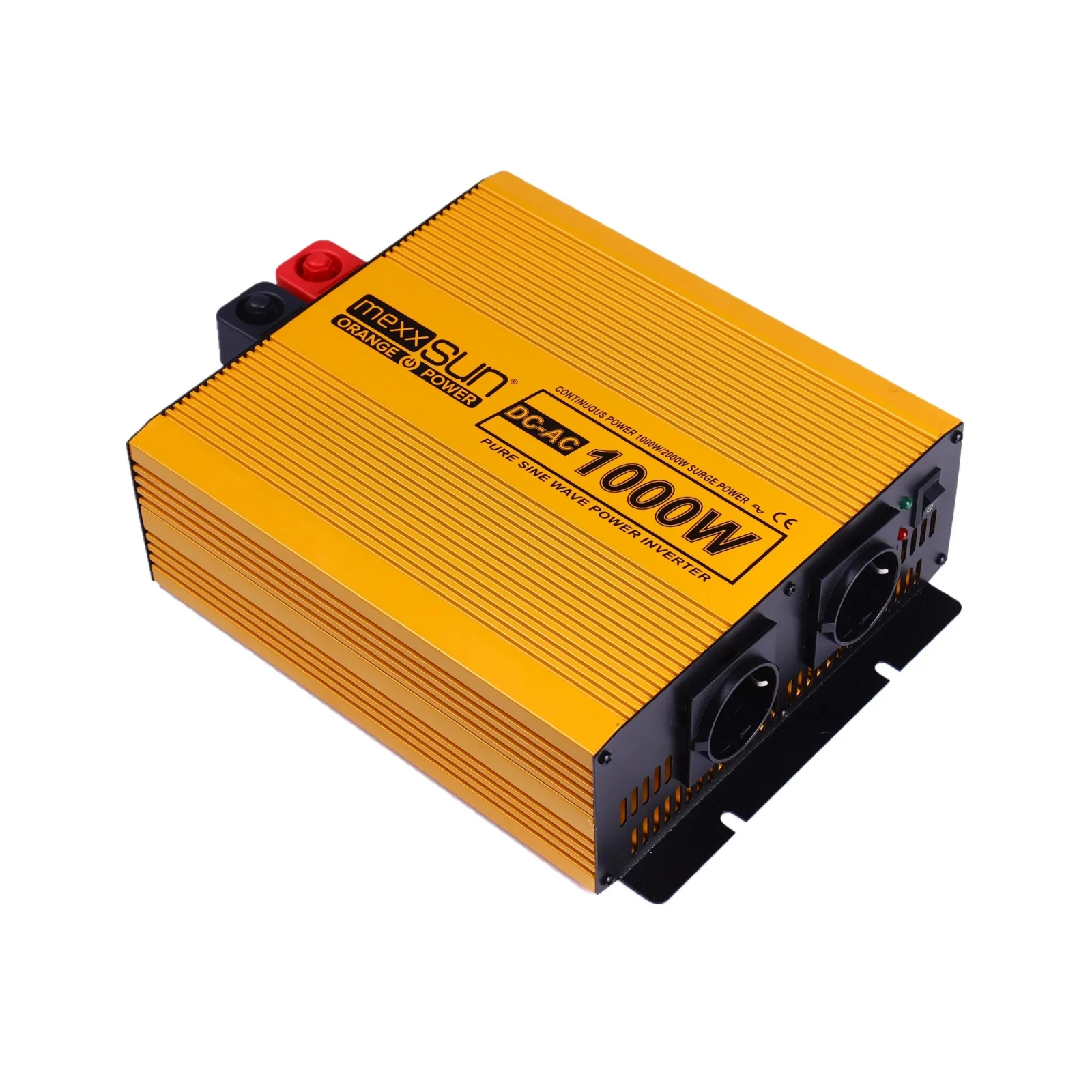Инвертор напряжения Mexxsun MXSPSW-1000, 24V/220V, 1000W с правильной синусоидой, 2 Shuko, клемные провода (MXSPSW-1000-24S/29179) UA