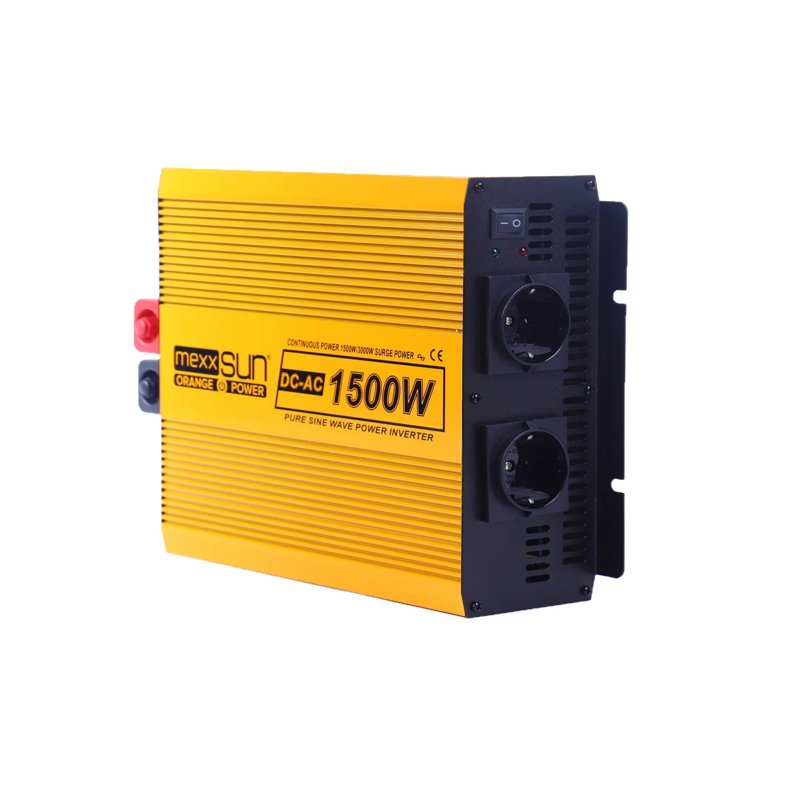 Инвертор напряжения Mexxsun MXSPSW-1500, 12V/220V, 1500W с правильной синусоидой, 2 Shuko, клемные провода (MXSPSW-1500-12S/29180) UA