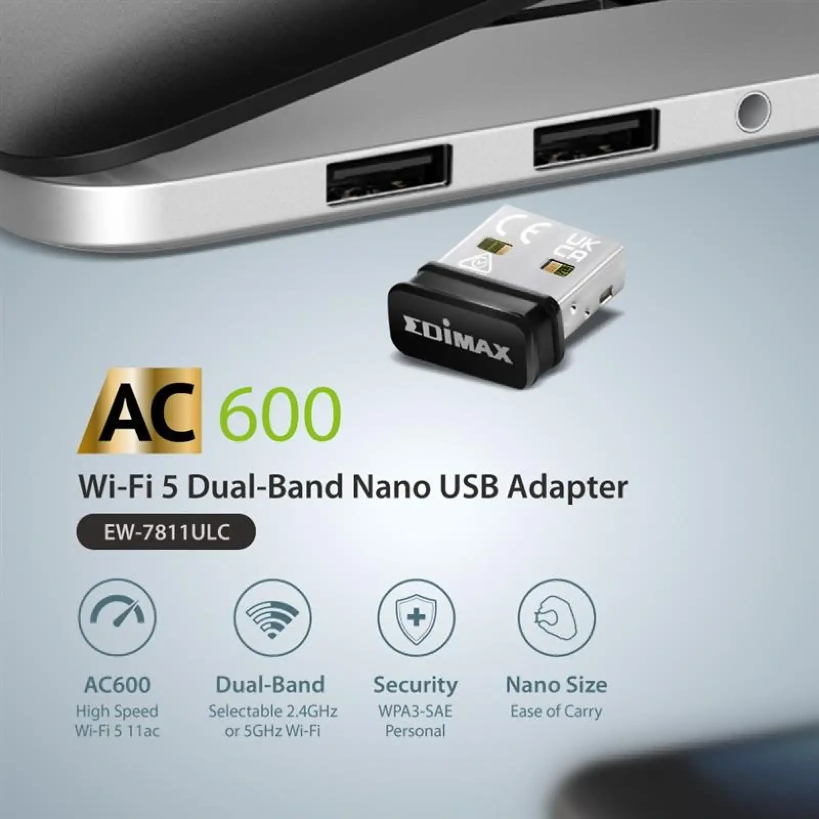 Бездротовий адаптер Edimax EW-7811ULC (AC600, nano) UA