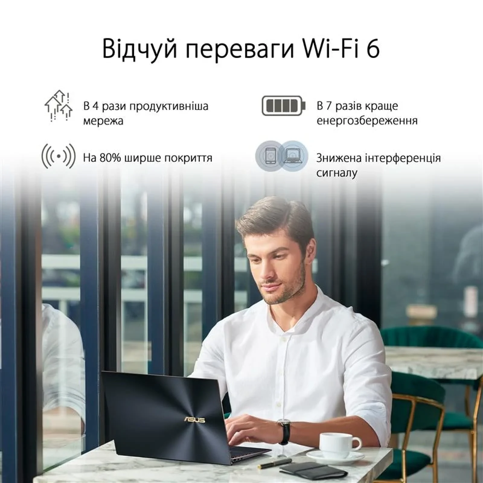 Бездротовий адаптер Asus USB-AX56W/O cradle (AX1800, WiFI 6, USB 3.2, MU-MIMO, OFDMA, 4T4R, WPA3, зовнішня антена) UA
