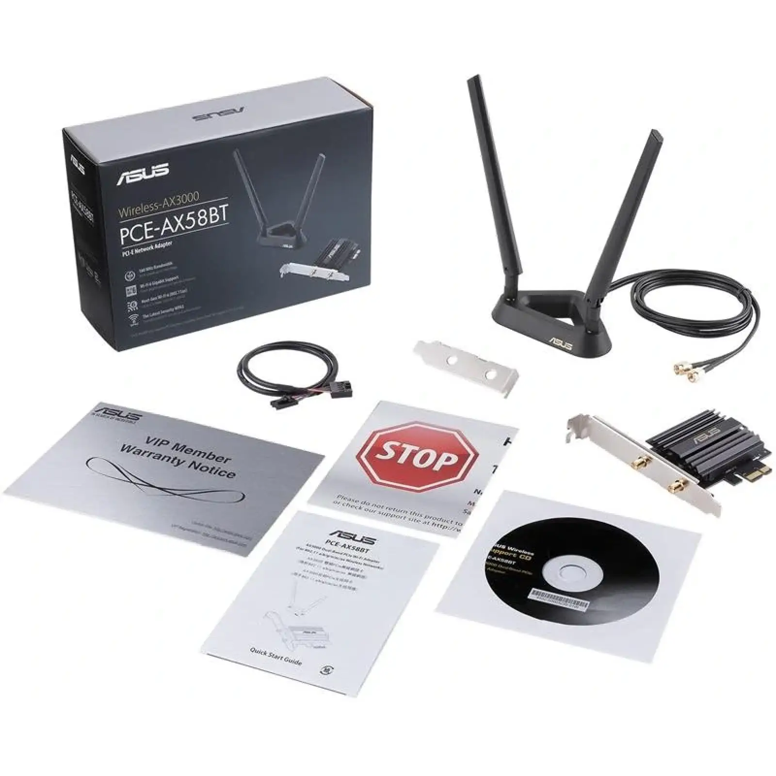 Бездротовий адаптер Asus PCE-AX58BT (AX3000, WiFi6, WPA3, Bluetooth 5.0, MU-MIMO, OFDMA, 2 зовнішні антени) UA