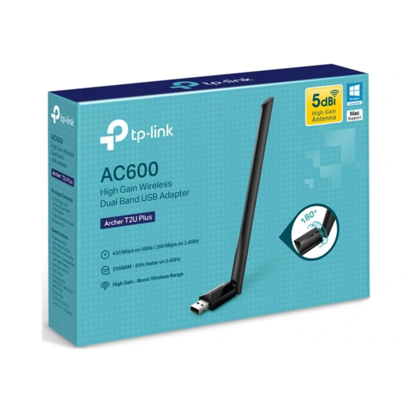 Беспроводной адаптер TP-Link Archer T2U Plus (AC600, 1 антенна) UA