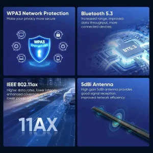 Беспроводной адаптер Fenvi FU-AX900ВT Wi-Fi 6, Bluetooth 5.3 Dual Band 2.4G 5G UA