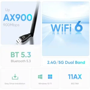 Беспроводной адаптер Fenvi FU-AX900ВT Wi-Fi 6, Bluetooth 5.3 Dual Band 2.4G 5G UA
