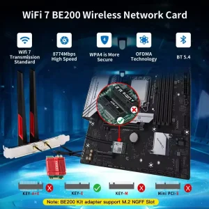 Беспроводной адаптер Fenvi FV-BE200NG Wi-Fi 7, Bluetooth 5.4 Adapter, Tri-band 2.4G/5G/6GHz UA