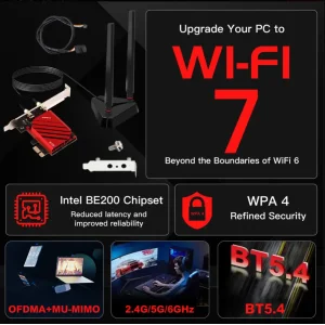 Беспроводной адаптер Fenvi FV-BE8800Pro Wi-Fi 7, Bluetooth 5.4 Gaming Tri Band 2.4G/5G/6GHz UA
