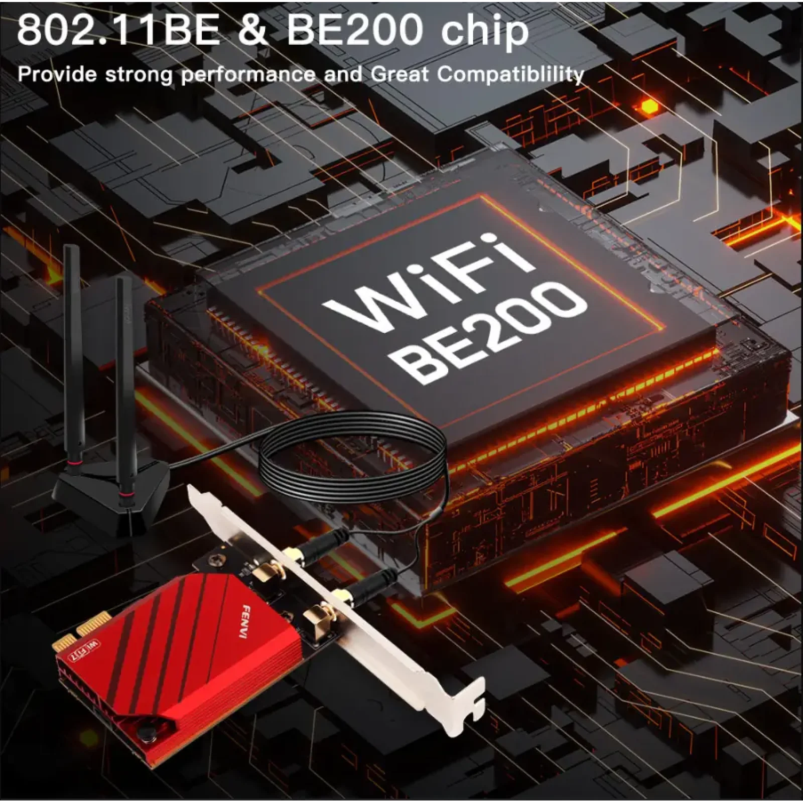 Беспроводной адаптер Fenvi FV-BE8800Pro Wi-Fi 7, Bluetooth 5.4 Gaming Tri Band 2.4G/5G/6GHz UA