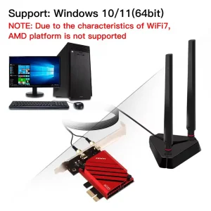 Беспроводной адаптер Fenvi FV-BE8800Pro Wi-Fi 7, Bluetooth 5.4 Gaming Tri Band 2.4G/5G/6GHz UA