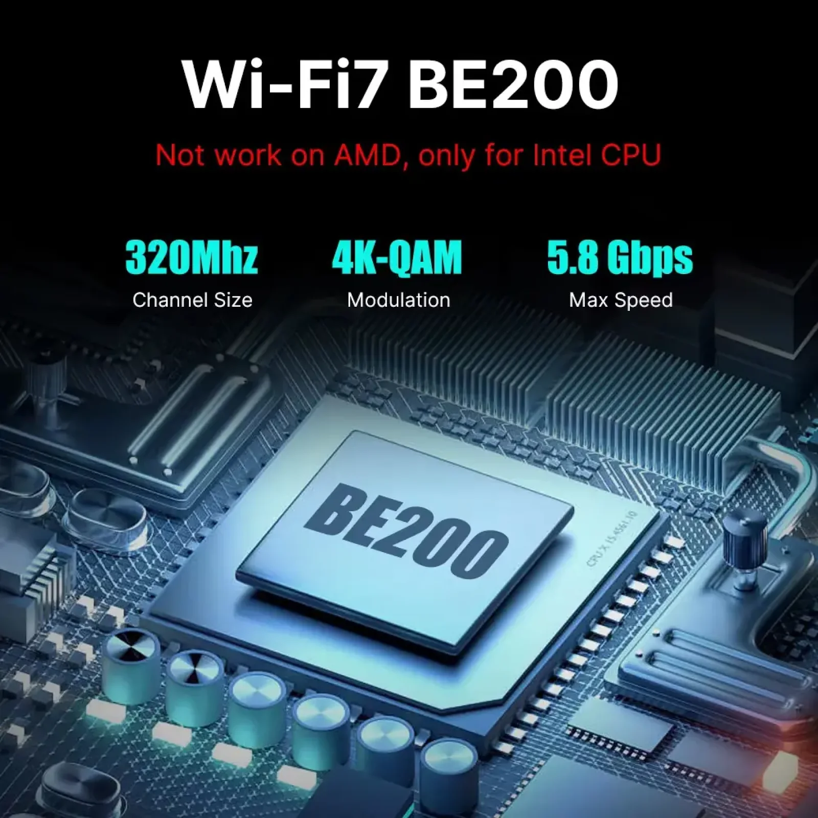 Беспроводной адаптер Fenvi FV-BE8800RGB Wi-Fi 7, Bluetooth 5.4 Gaming Tri Band 2.4G/5G/6GHz UA