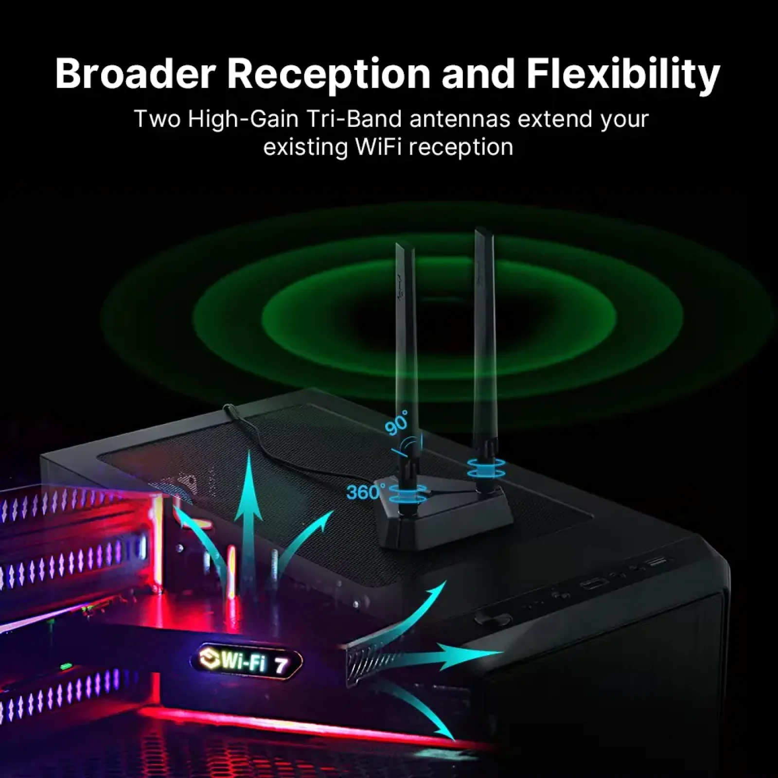 Беспроводной адаптер Fenvi FV-BE8800RGB Wi-Fi 7, Bluetooth 5.4 Gaming Tri Band 2.4G/5G/6GHz UA