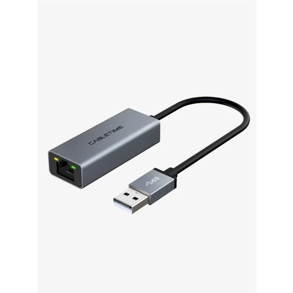 Сетевой адаптер Cabletime USB 100Mbps Ethernet, 0.15m,Space Grey (CB52G) UA
