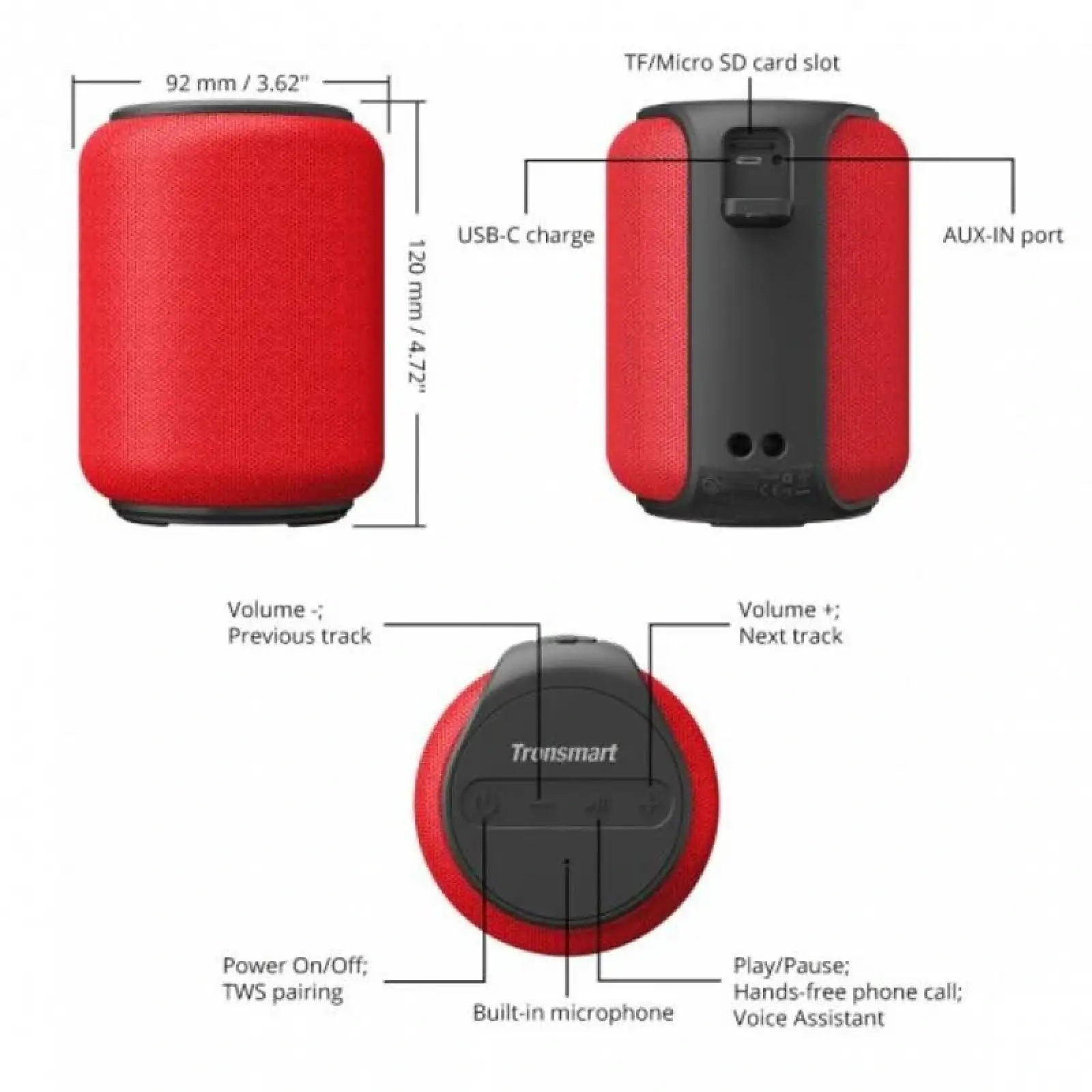 Акустична система Tronsmart Element T6 Mini Red (366158) UA