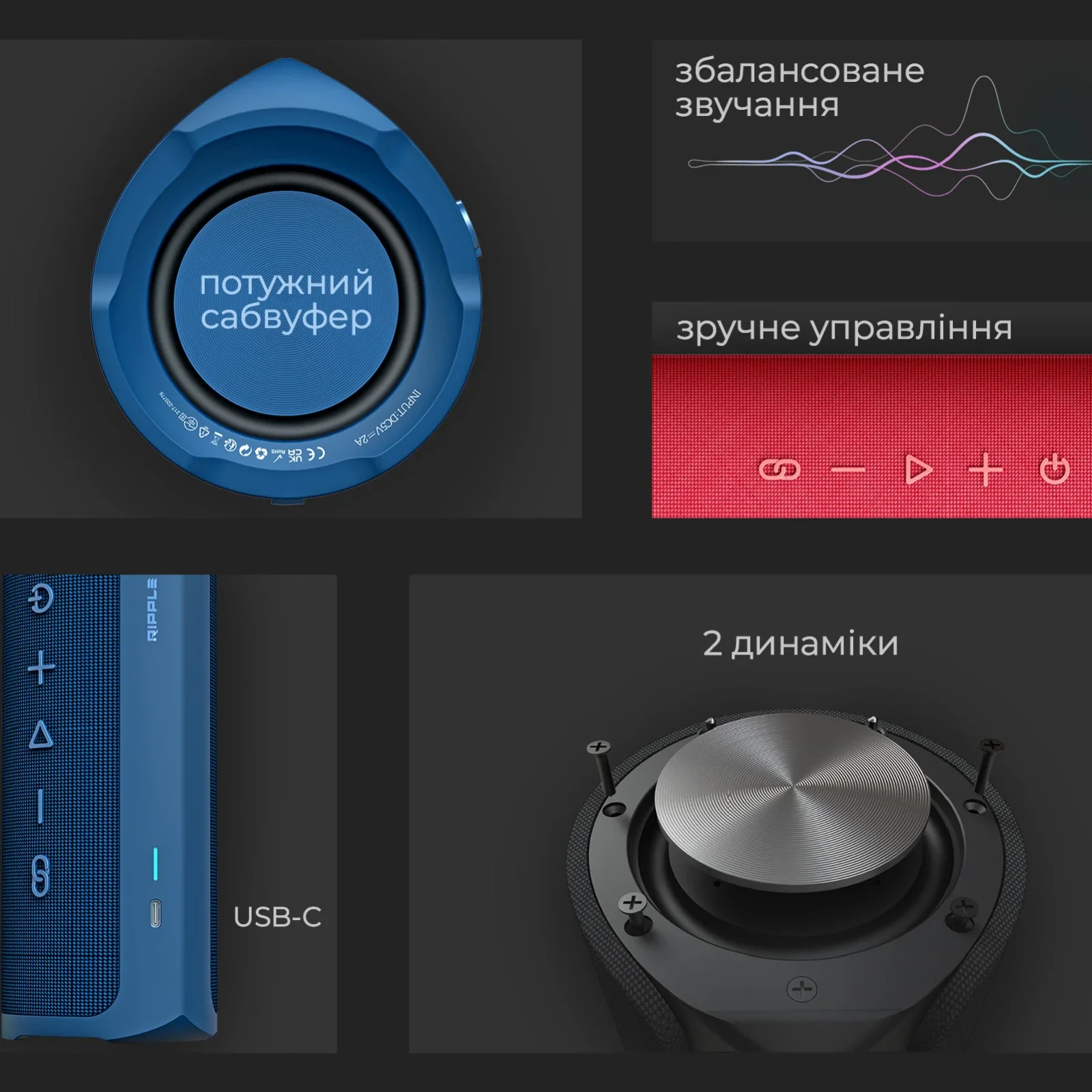 Акустична система HiFuture Ripple 30W Blue (ripple.blue.) UA