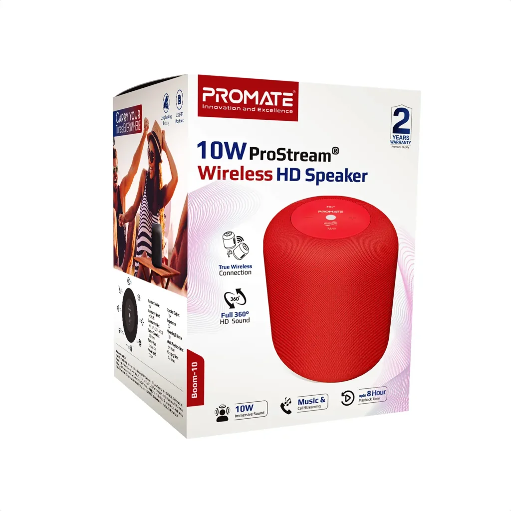 Акустична система Promate Boom-10 W Red (boom-10.red) UA
