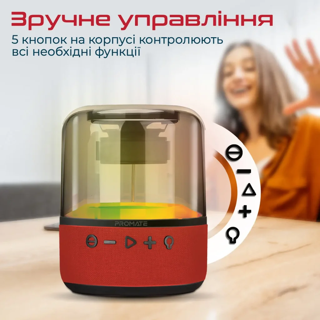 Акустическая система Promate Glitz-L 10W Red (glitz-l.red) UA