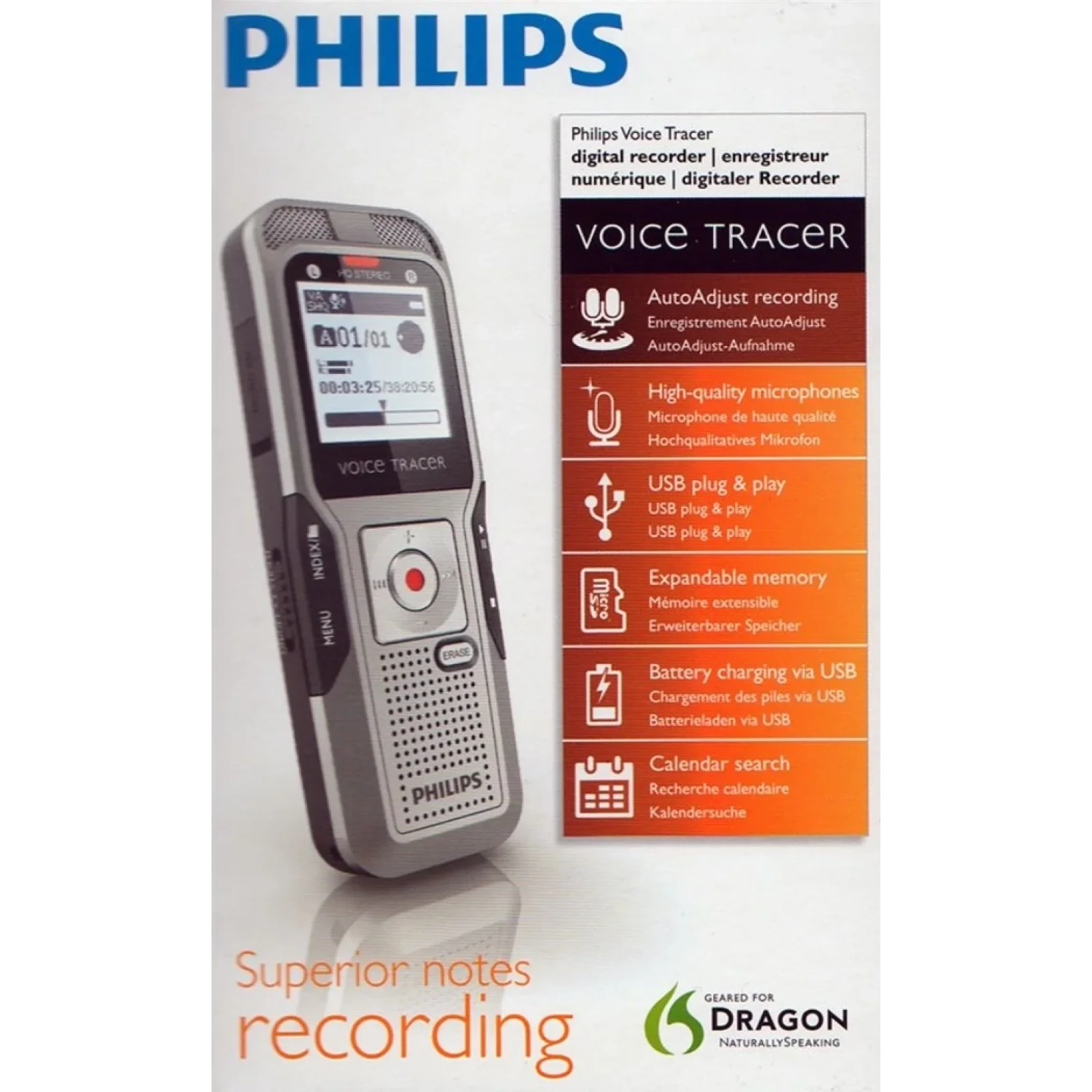 Диктофон Philips DVT3200 4GB Silver UA
