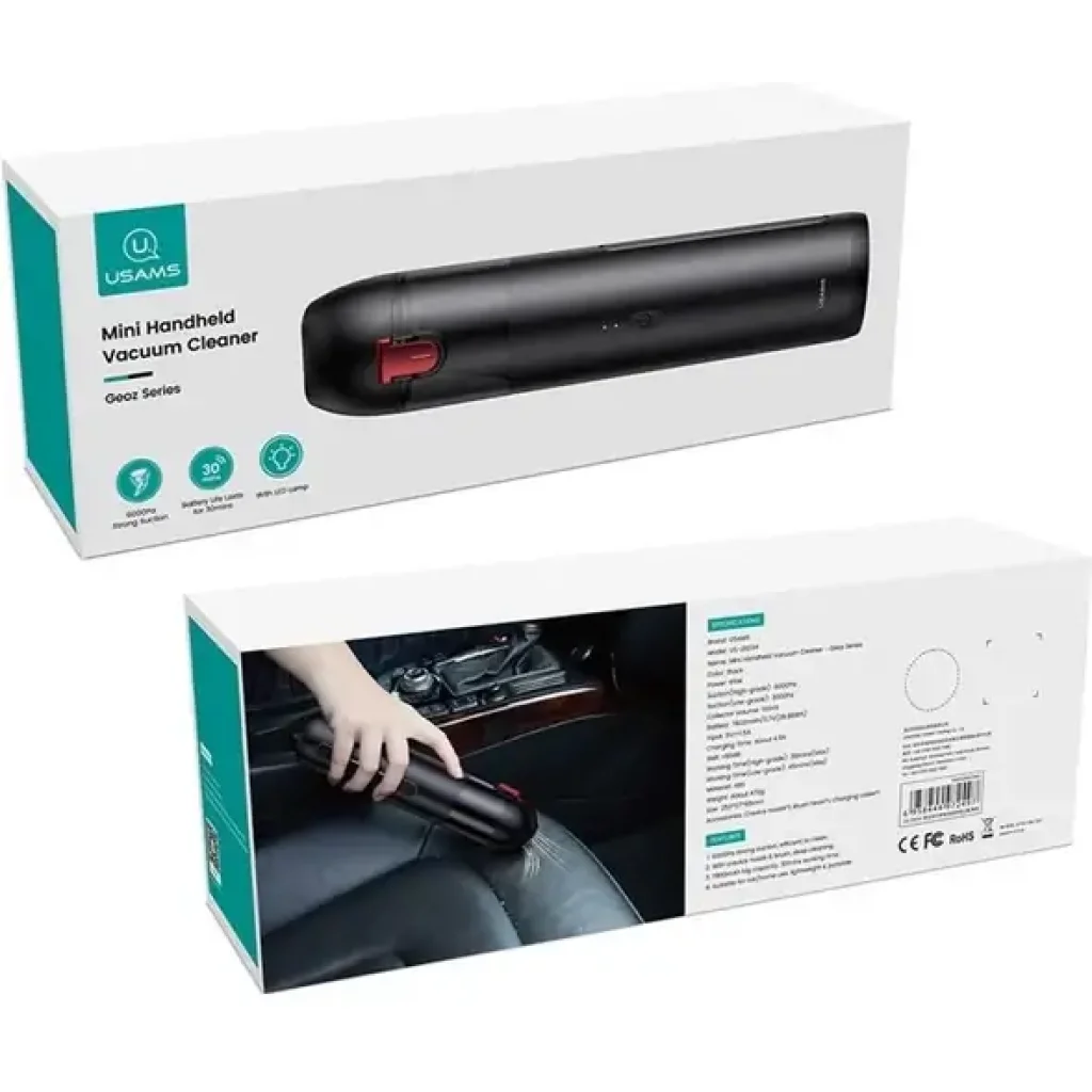 Аккумуляторный пылесос Usams US-ZB234 Mini Handheld Vacuum Cleaner Black (MNXCQZB23401) UA