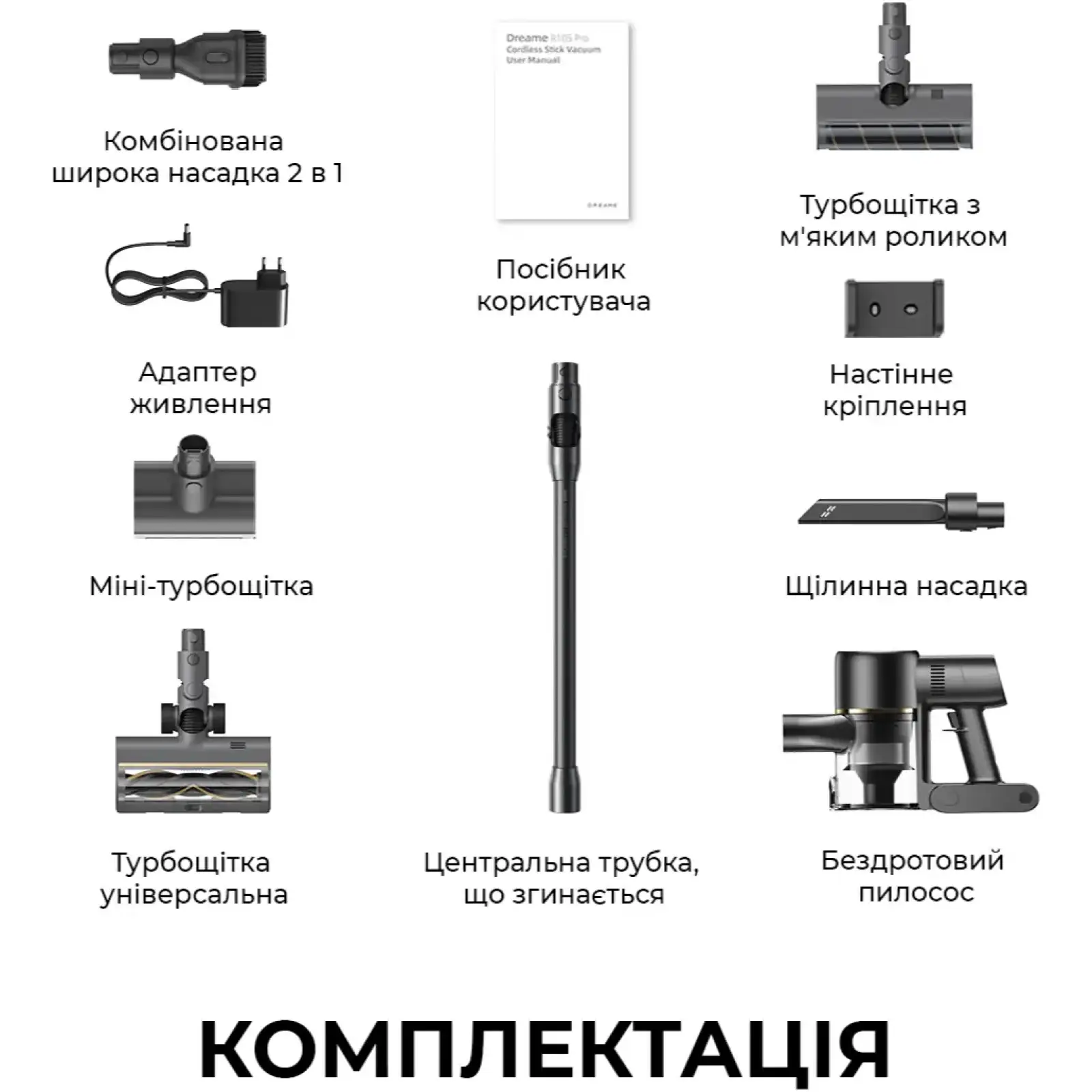 Акумуляторний пилосос Dreame R10s Pro EN (VZV23B) UA