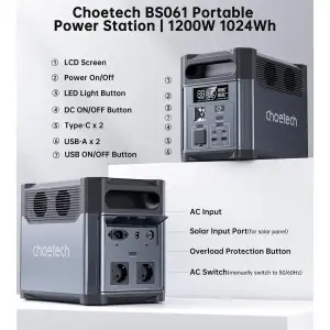 Зарядна станція Choetech BS061 1024Wh, 1200W (BS061-EU-GY) UA