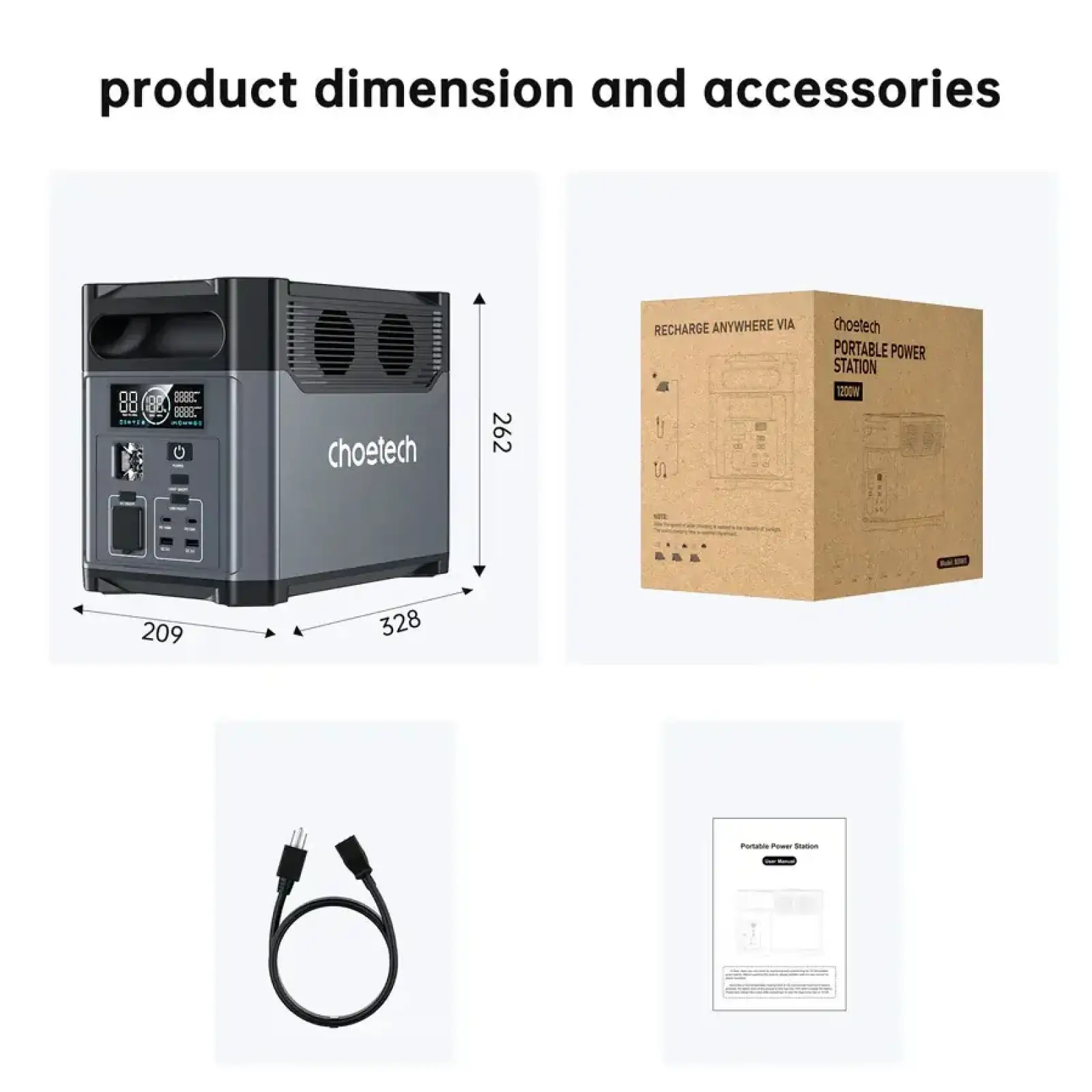 Зарядна станція Choetech BS061 1024Wh, 1200W (BS061-EU-GY) UA