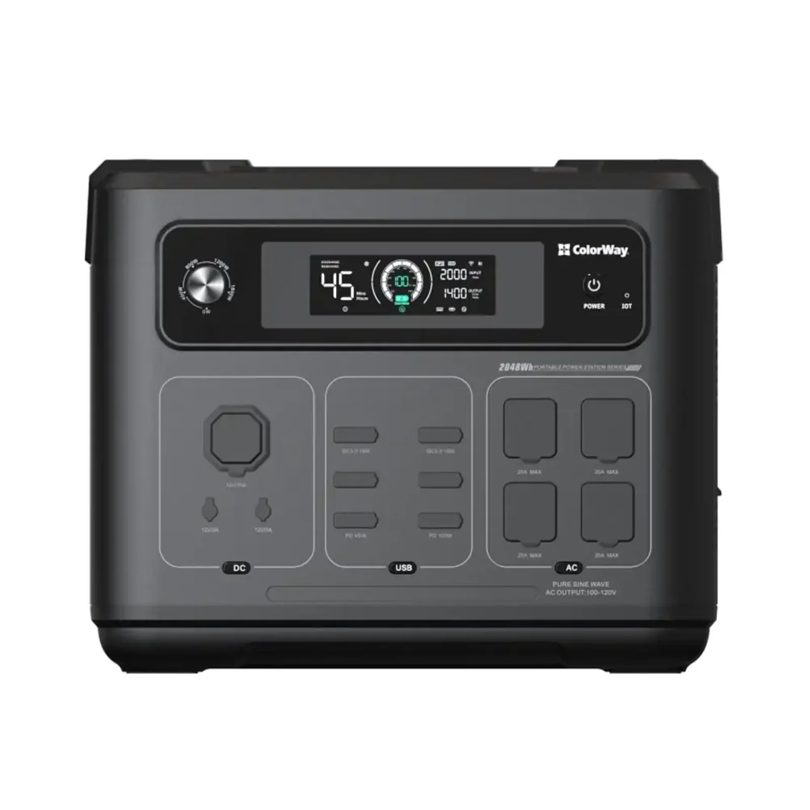 Зарядная станция ColorWay 2200W 2048Wh LiFePO4 (CW-PR-2K2W-01) UA